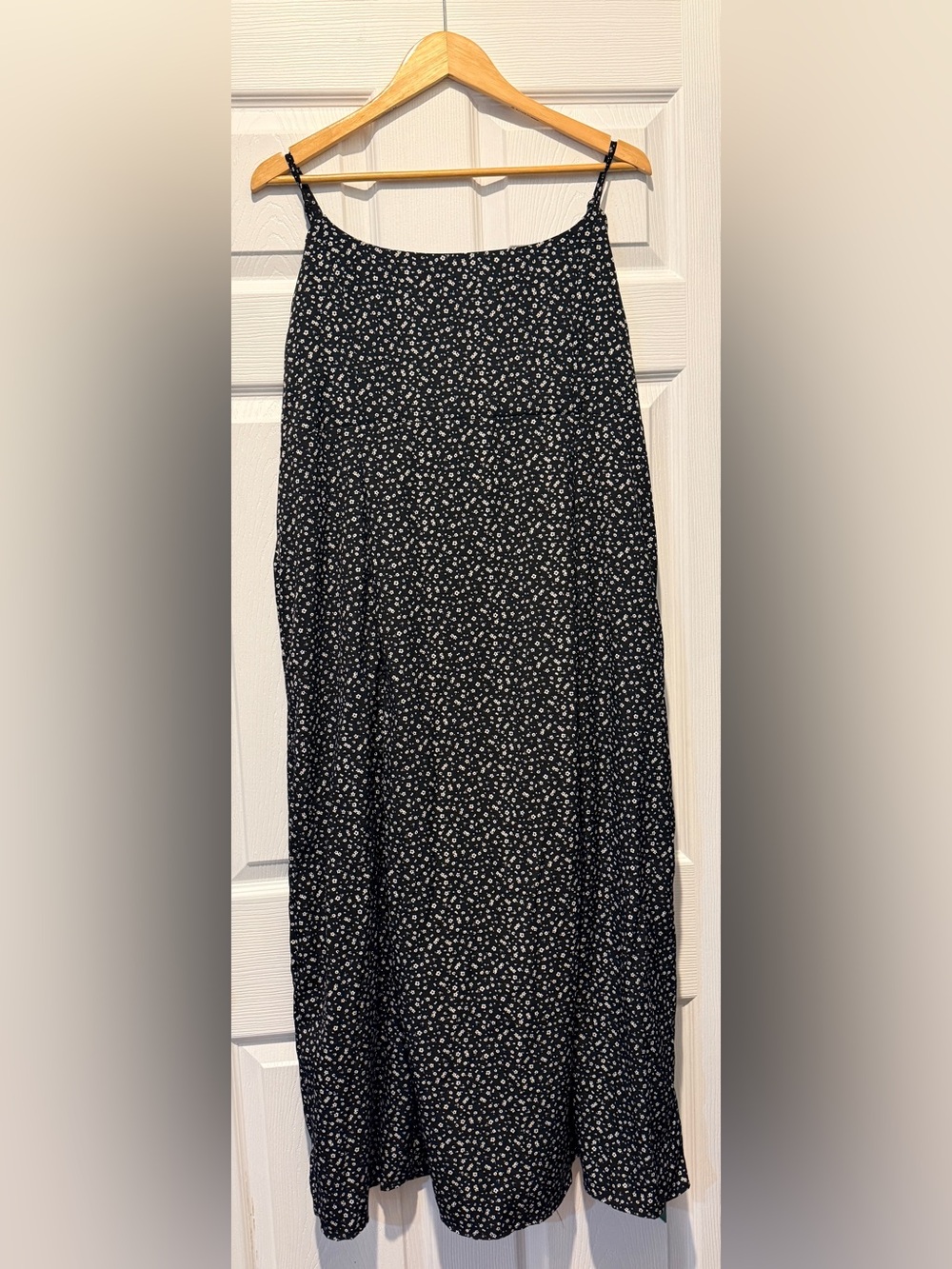 Black Floral Maxi Dress with Delicate White Print